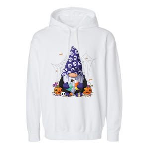 Cute Gnomes Happy Halloween Fall Candy Corn Pumpkin Funny Garment-Dyed Fleece Hoodie