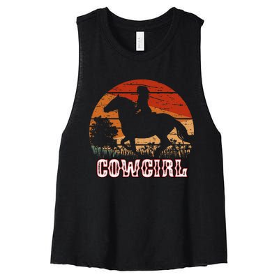 Cowgirl Girl Horse Riding Women's Racerback Cropped Tank