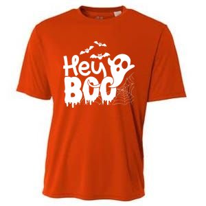 Cute Ghost Halloween Face Hey Boo Funny Halloween Gift Cooling Performance Crew T-Shirt