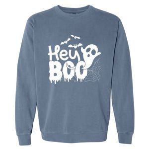 Cute Ghost Halloween Face Hey Boo Funny Halloween Gift Garment-Dyed Sweatshirt