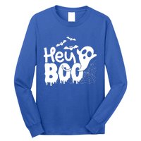 Cute Ghost Halloween Face Hey Boo Funny Halloween Gift Long Sleeve Shirt