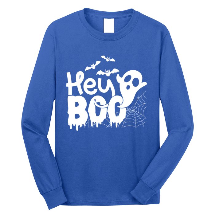 Cute Ghost Halloween Face Hey Boo Funny Halloween Gift Long Sleeve Shirt