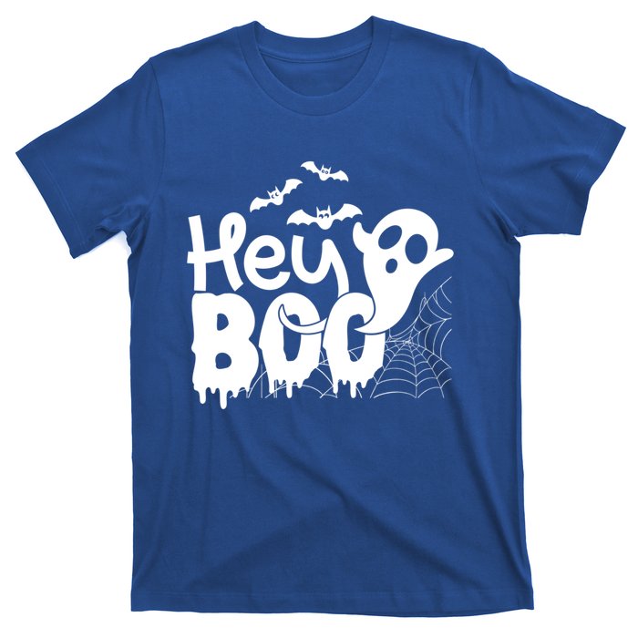 Cute Ghost Halloween Face Hey Boo Funny Halloween Gift T-Shirt