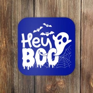 Cute Ghost Halloween Face Hey Boo Funny Halloween Gift Coaster