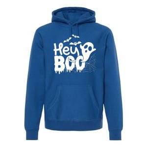 Cute Ghost Halloween Face Hey Boo Funny Halloween Gift Premium Hoodie