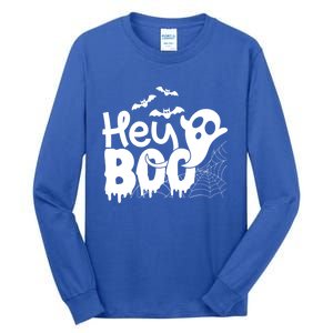 Cute Ghost Halloween Face Hey Boo Funny Halloween Gift Tall Long Sleeve T-Shirt