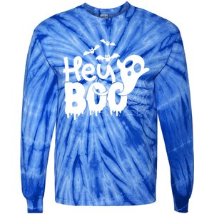 Cute Ghost Halloween Face Hey Boo Funny Halloween Gift Tie-Dye Long Sleeve Shirt