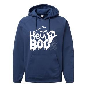 Cute Ghost Halloween Face Hey Boo Funny Halloween Gift Performance Fleece Hoodie