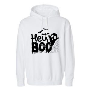 Cute Ghost Halloween Face Hey Boo Funny Halloween Gift Garment-Dyed Fleece Hoodie