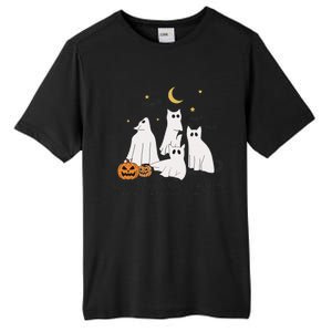 Cat Ghost Halloween Childless Cat Lady Voting Kamala 2024 Tall Fusion ChromaSoft Performance T-Shirt