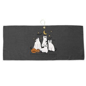 Cat Ghost Halloween Childless Cat Lady Voting Kamala 2024 Large Microfiber Waffle Golf Towel