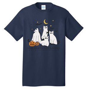 Cat Ghost Halloween Childless Cat Lady Voting Kamala 2024 Tall T-Shirt