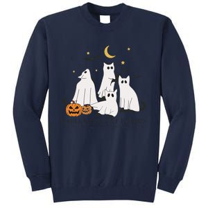 Cat Ghost Halloween Childless Cat Lady Voting Kamala 2024 Tall Sweatshirt