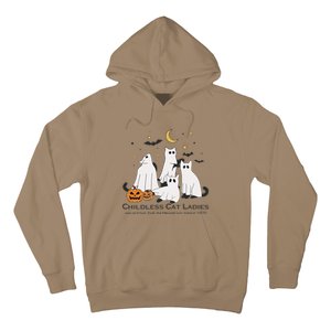 Cat Ghost Halloween Childless Cat Lady Voting Kamala 2024 Hoodie