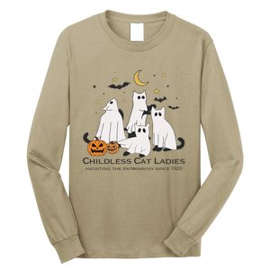 Cat Ghost Halloween Childless Cat Lady Voting Kamala 2024 Long Sleeve Shirt