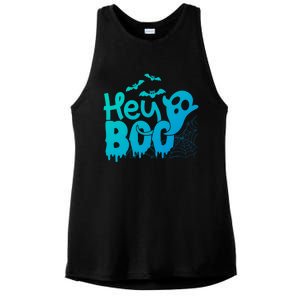 Cute Ghost Halloween Face Hey Boo Funny Halloween Gift Ladies PosiCharge Tri-Blend Wicking Tank