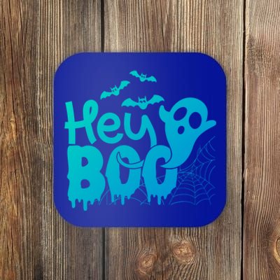 Cute Ghost Halloween Face Hey Boo Funny Halloween Gift Coaster