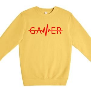 Cute Gamer Heartbeat Video Games Gaming Premium Crewneck Sweatshirt