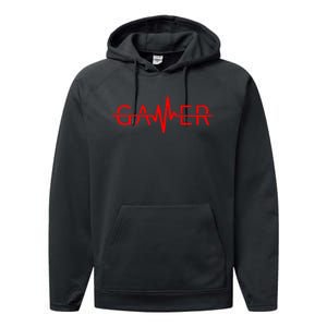 Cute Gamer Heartbeat Video Games Gaming Performance Fleece Hoodie