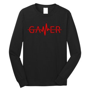 Cute Gamer Heartbeat Video Games Gaming Long Sleeve Shirt