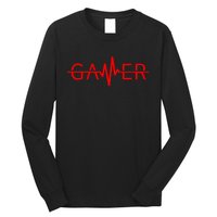 Cute Gamer Heartbeat Video Games Gaming Long Sleeve Shirt