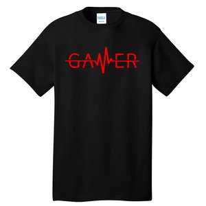 Cute Gamer Heartbeat Video Games Gaming Tall T-Shirt