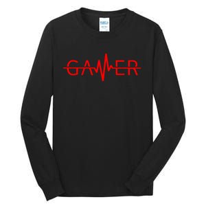 Cute Gamer Heartbeat Video Games Gaming Tall Long Sleeve T-Shirt