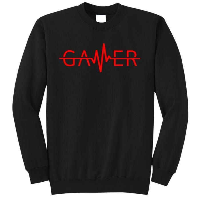 Cute Gamer Heartbeat Video Games Gaming Tall Sweatshirt