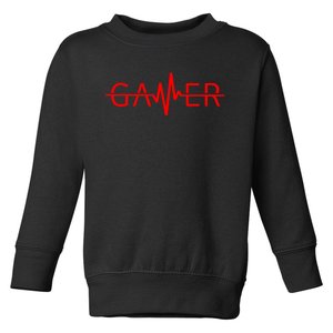 Cute Gamer Heartbeat Video Games Gaming Toddler Sweatshirt