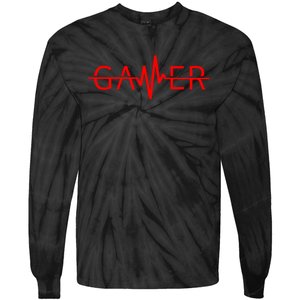 Cute Gamer Heartbeat Video Games Gaming Tie-Dye Long Sleeve Shirt