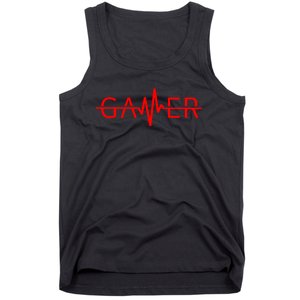 Cute Gamer Heartbeat Video Games Gaming Tank Top