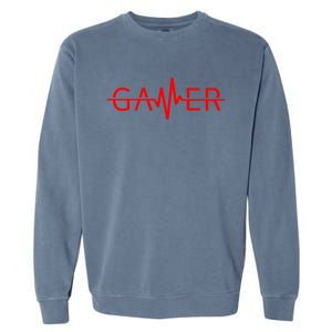 Cute Gamer Heartbeat Video Games Gaming Garment-Dyed Sweatshirt