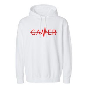 Cute Gamer Heartbeat Video Games Gaming Garment-Dyed Fleece Hoodie