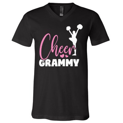 Cheer Grammy Heart Funny Cheerleader V-Neck T-Shirt