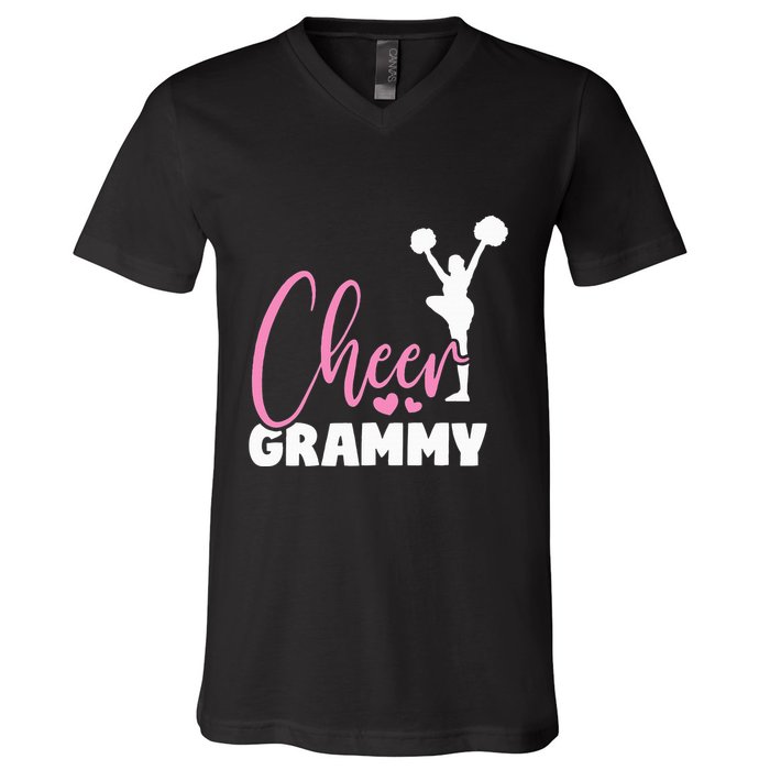 Cheer Grammy Heart Funny Cheerleader V-Neck T-Shirt