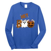 Cute Ghost Halloween Pumpkin Face Hey Boo Funny Meaningful Gift Long Sleeve Shirt