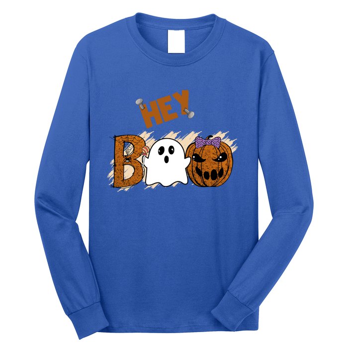 Cute Ghost Halloween Pumpkin Face Hey Boo Funny Meaningful Gift Long Sleeve Shirt