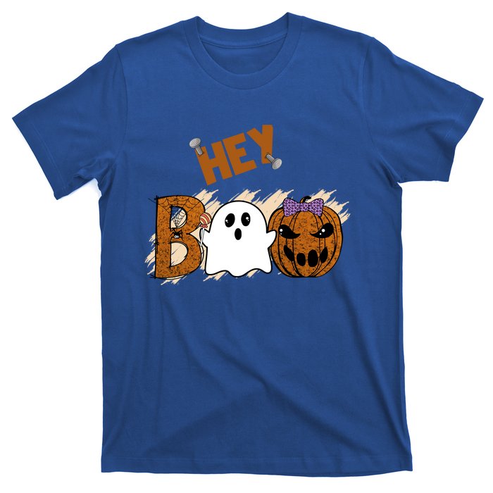 Cute Ghost Halloween Pumpkin Face Hey Boo Funny Meaningful Gift T-Shirt