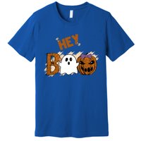 Cute Ghost Halloween Pumpkin Face Hey Boo Funny Meaningful Gift Premium T-Shirt