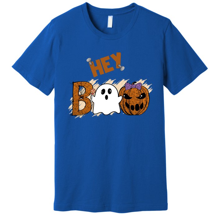 Cute Ghost Halloween Pumpkin Face Hey Boo Funny Meaningful Gift Premium T-Shirt