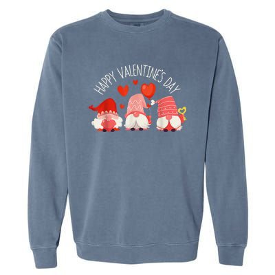 Cute Gnomes Heart Love Happy Valentines Day Matching Family Garment-Dyed Sweatshirt