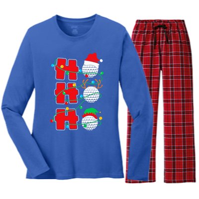 Christmas Golf Ho Ho Ho Funny Xmas Golfing Sports Golfer Funny Gift Women's Long Sleeve Flannel Pajama Set 