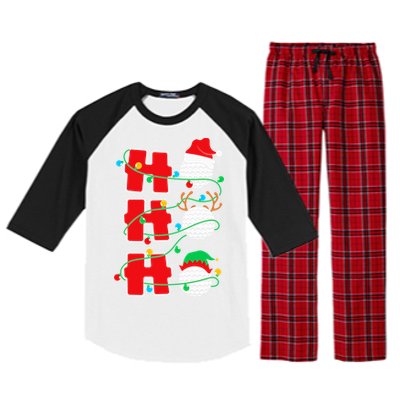 Christmas Golf Ho Ho Ho Funny Xmas Golfing Sports Golfer Gift Raglan Sleeve Pajama Set