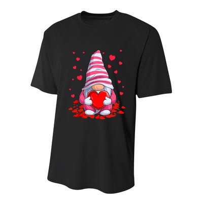 Cute Gnome Holding Hearts Couples ValentinesS Day Youth Performance Sprint T-Shirt