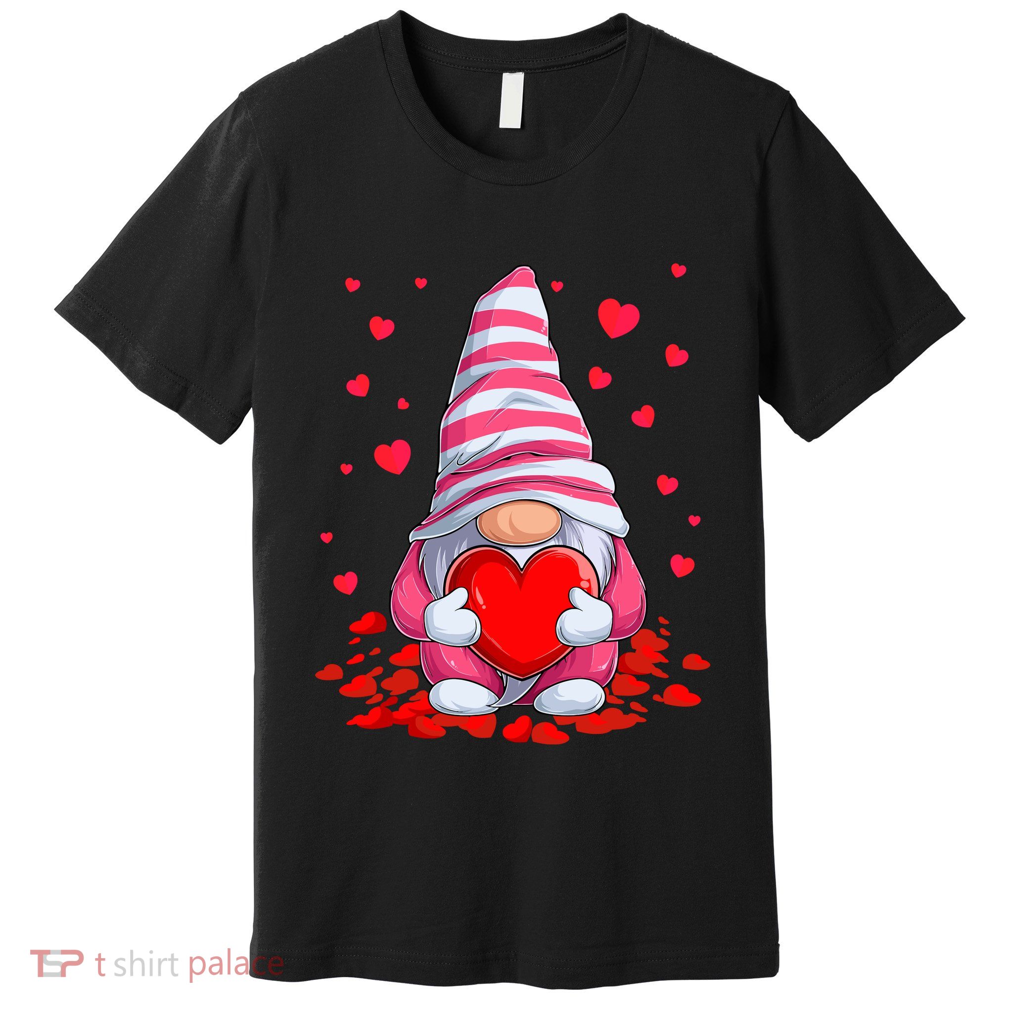 Cute Gnome Holding Hearts Couples ValentinesS Day Premium T-Shirt