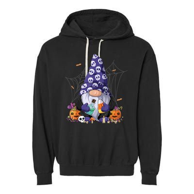 Cute Gnomes Happy Halloween Fall Candy Corn Pumpkin Garment-Dyed Fleece Hoodie