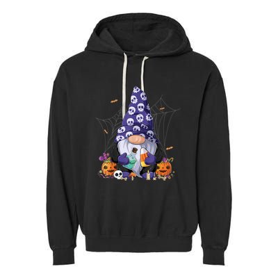 Cute Gnomes Happy Halloween Fall Candy Corn Pumpkin Garment-Dyed Fleece Hoodie