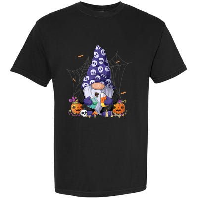 Cute Gnomes Happy Halloween Fall Candy Corn Pumpkin Garment-Dyed Heavyweight T-Shirt