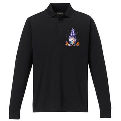 Cute Gnomes Happy Halloween Fall Candy Corn Pumpkin Performance Long Sleeve Polo