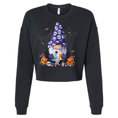 Cute Gnomes Happy Halloween Fall Candy Corn Pumpkin Cropped Pullover Crew